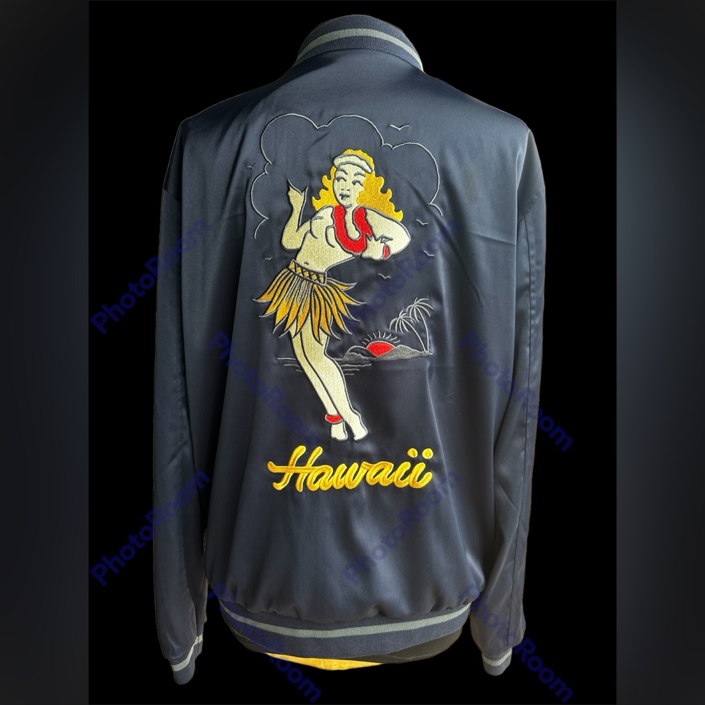 New/Nwt Parallel League Embroidered Hula Girl / Hawaii Satin Reversible Jacket